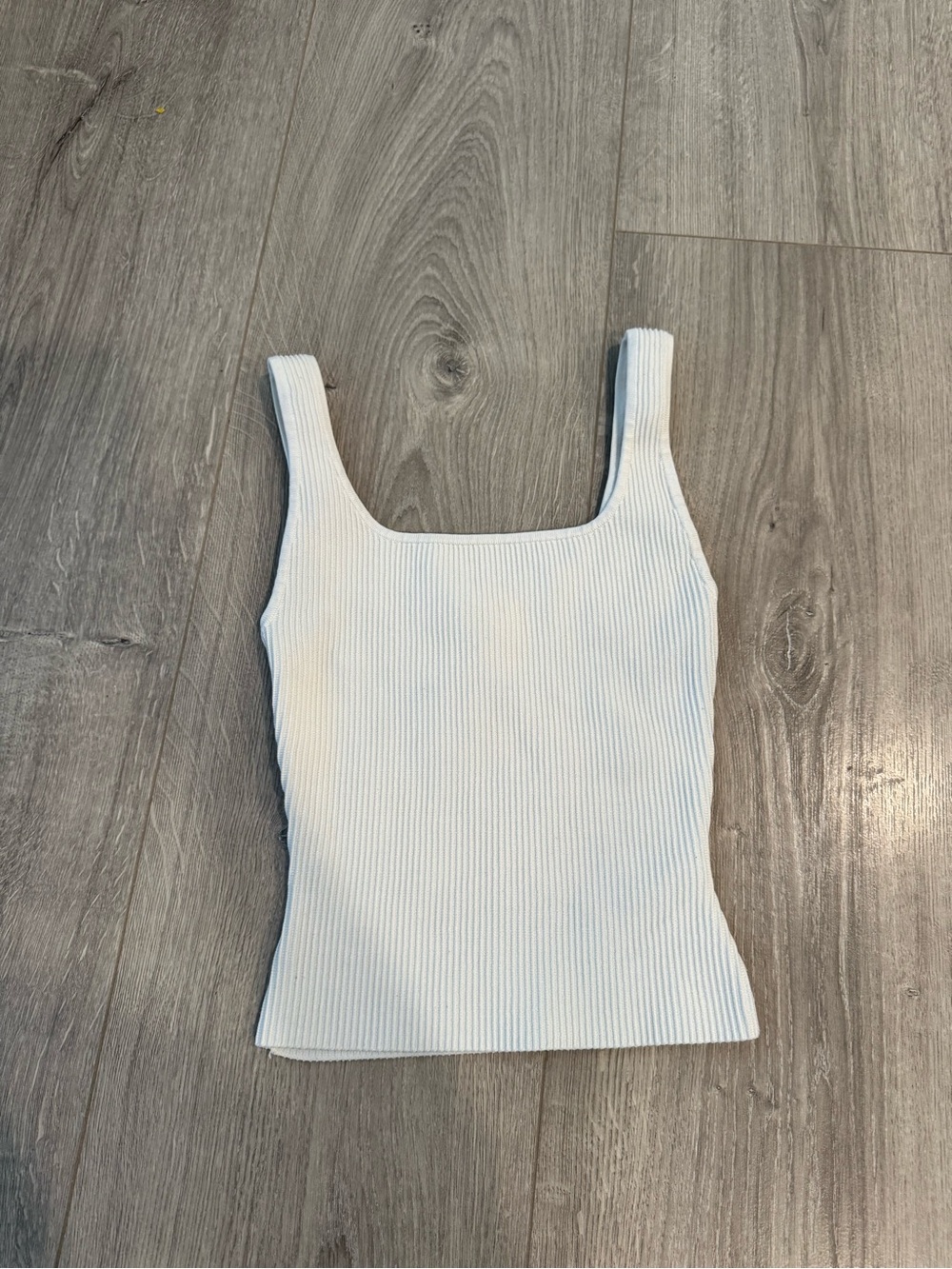 Aritzia White sculpt knit Ribbed Square-Neck Tank